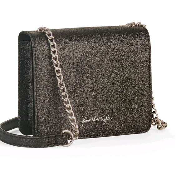 Kendall & Kylie Handbags - Kendall & Kylie black glitter mini crossbody purse